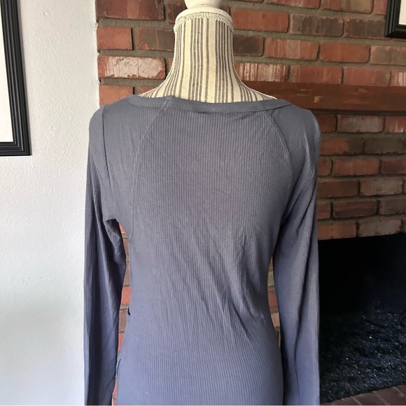 Anthropologie Daily Practice Faux Wrap Midi Dress in Steel Blue Ribbed Sz S - Picture 8 of 10